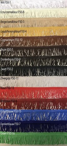 Raamband in Deense stof TYPE 5 met DUBBEL 5 cm viscose franjes