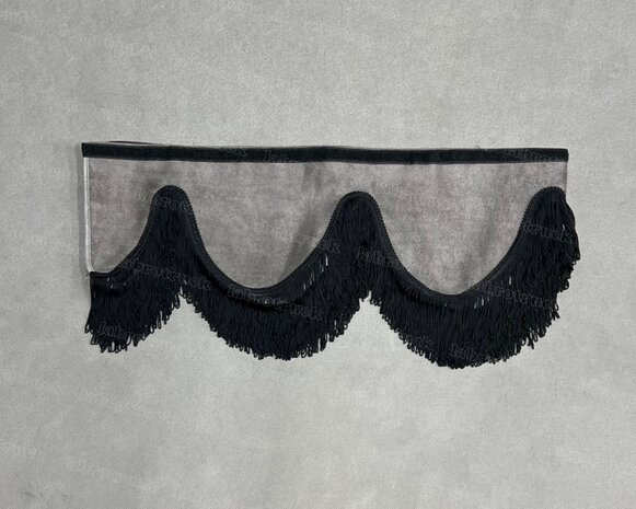 OP is OP Raamband /voorraamstrook TYPE 2, Kleur: oud antraciet SP27 met enkel zwarte franjes van 8 cm