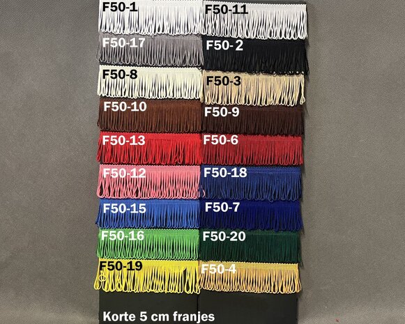Losse brede embrasses ALCANTARA PLUS met viscose franjes 5 cm voor zijgordijnen