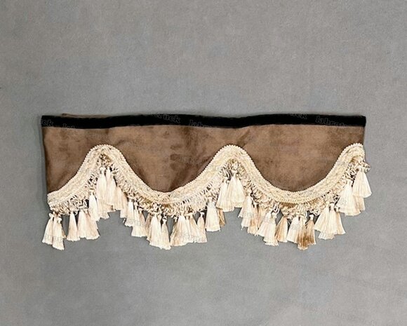 SALE : Raamband  TYPE 1, Kleur: chocoladebruin SP21 met zandkleurige luxe kwasten L70-3.