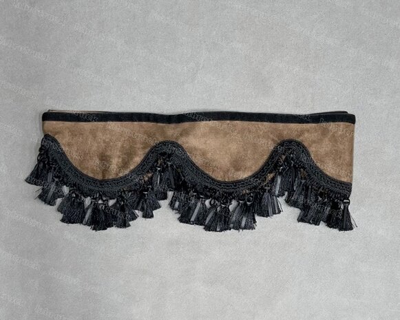 SALE : Raamband  TYPE 1, Kleur: chocoladebruin SP21 met zwarte luxe kwasten L70-2