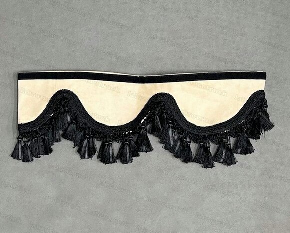 SALE : Raamband TYPE 1, Kleur: oud creme met zwarte luxe kwasten L70-2