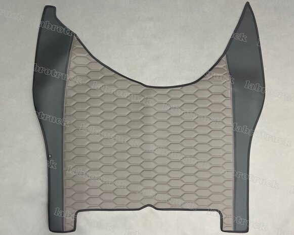 SALE: Tunnelhoes geschikt voor DAF XF New gen, volledig lederlook,zijkanten zwart L1, middenstuk patroon horizontaal dark paper dust LH65, logo optioneel