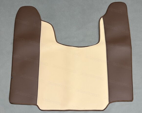 SALE! Tunnelhoes geschikt voor SCANIA G t/m 2018, G-STREAMLINE serie Labro, glad lederlook zijkanten chocoladebruin L21, middenstuk skin beige. Logo optioneel.