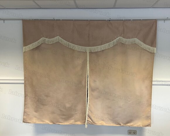 OP IS OP! Tussengordijn CLASSIC 170 cm kleur beige SP48 met lange cremé franjes F80-8. 