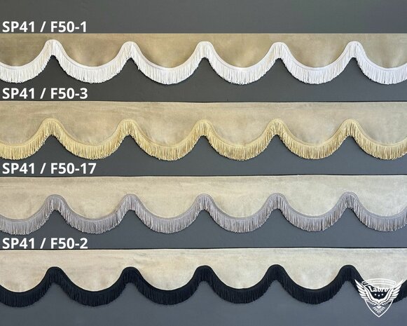 Raamband TYPE 1 met DUBBEL viscose franje 5 cm