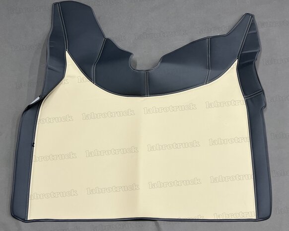 Tunnelhoes geschikt voor VOLVO FH 5/4 volledig glad lederlook antraciet L17 met beige L48, beige stiksels, logo optioneel.