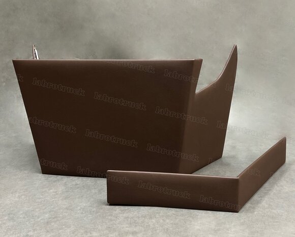 Stoelhoeken geschikt voor DAF New gen XG/XG+ glad lederlook chocoladebruin L21  (voor een KLAPSTOEL)