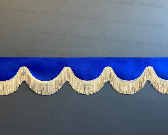 SALE : Raamband /voorraamstrook TYPE 1, Kleur: oud kobaltblauw SP7 met dubbel zandkleur FRANJES 
