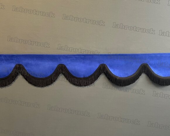SALE : Raamband /voorraamstrook TYPE 1, Kleur: oud kobaltblauw SP7 met dubbel zwarte FRANJES 
