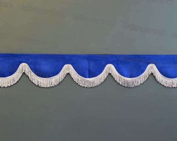 SALE : Raamband /voorraamstrook TYPE 1 5cm, Kleur: oud kobaltblauw SP7 met dubbel donkergrijs FRANJES 