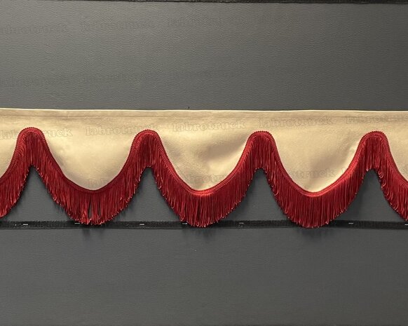 SALE : Raamband /voorraamstrook TYPE 2, Kleur: cappuccino SP5 met dubbel bordeauxrood F80-6