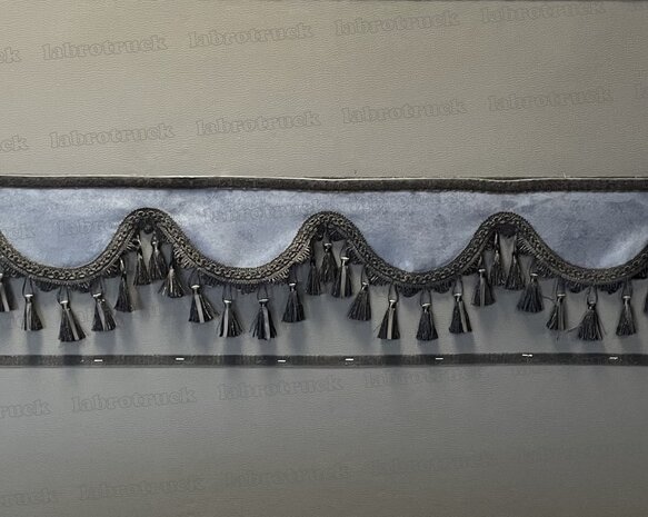 SALE: Raamband TYPE 1, Kleur: oud donkerblauw SP11 met zwarte luxe kwasten