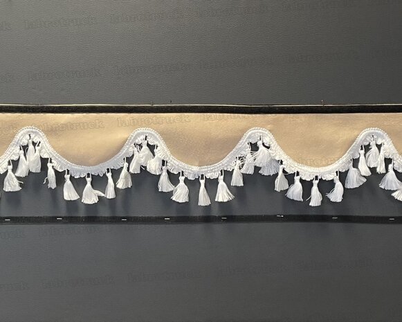 SALE: Raamband TYPE 1, Kleur: beige SP48 met witte katoenen kwasten