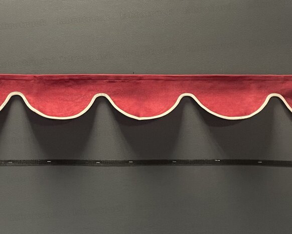 SALE: Raamband TYPE 1, Kleur: bordeauxrood SP 10 zonder franjes (beige SP 48 binnenkant)