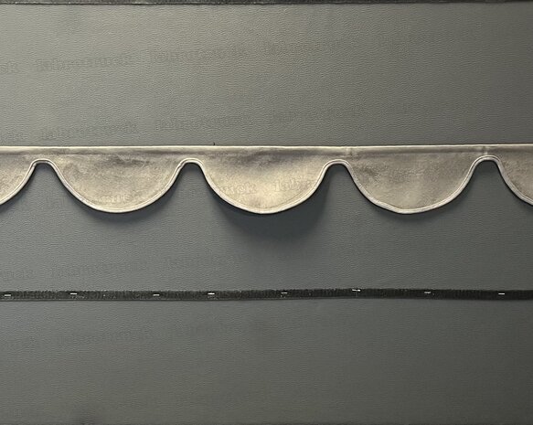 SALE: Raamband TYPE 1, Kleur: oud antraciet SP 27 zonder franjes (bovenkant flink afgekort, hoogte: 10 cm)