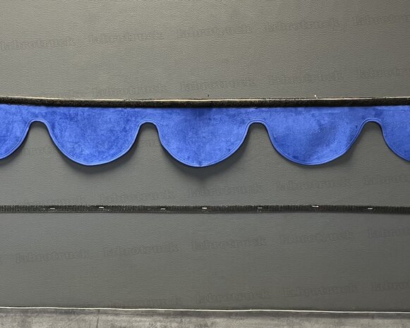 SALE: Raamband TYPE 1, Kleur: beige SP 48 zonder franjes (binnenkant en afwerkrand oud kobaltblauw SP 7)