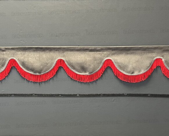 SALE: Raamband TYPE 1, Kleur: oud antraciet SP 27 met enkel rode franjes F50-13