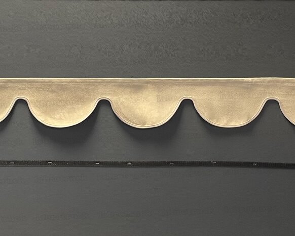 SALE: Raamband TYPE 1, Kleur: beige SP 48 zonder franjes (binnenkant zwart SP 1 afwerkrand beige)