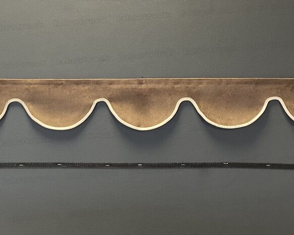 SALE: Raamband TYPE 1, Kleur: chocobruin SP 24 zonder franjes (binnenkant en afwerkrand SP 48 beige)