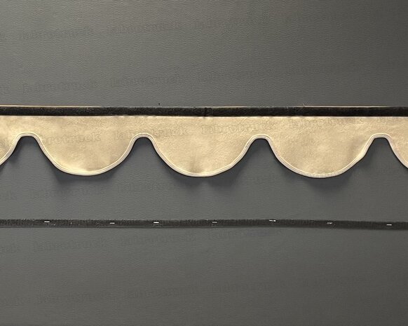 SALE: Raamband TYPE 1, Kleur: chocobruin SP 24 zonder franjes (binnenkant en afwerkrand SP 48 beige)