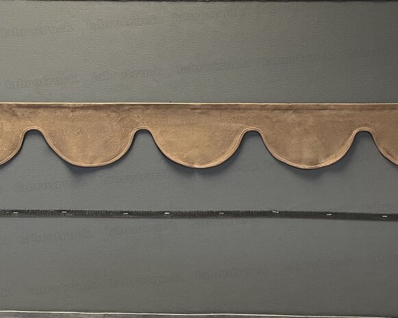 SALE: Raamband TYPE 1, Kleur: chocobruin SP 24 zonder franjes (binnenkant SP 48 beige en afwerkrand SP 24 chocobruin)