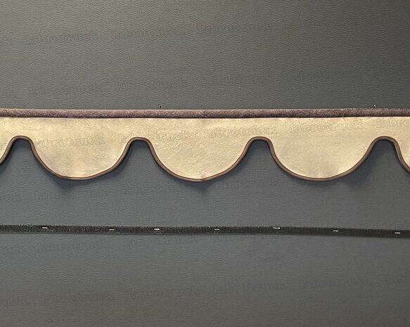 SALE: Raamband TYPE 1, Kleur: chocobruin SP 24 zonder franjes (binnenkant SP 48 beige en afwerkrand SP 24 chocobruin)