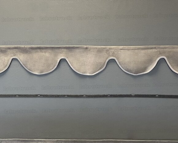 SALE: Raamband TYPE 1, Kleur: oud antraciet SP 27 zonder franjes (binnenkant SP 48 beige afwerkrand oud antraciet SP 27)