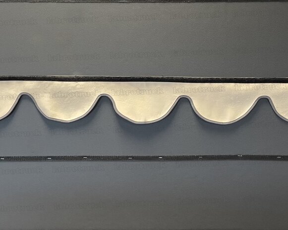 SALE: Raamband TYPE 1, Kleur: oud antraciet SP 27 zonder franjes (binnenkant SP 48 beige afwerkrand oud antraciet SP 27)