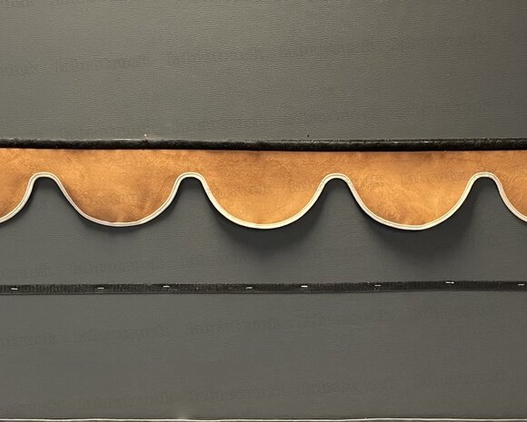 SALE: Raamband TYPE 1, Kleur: beige SP 48 (binnenkant oud oranje/bruin afwerkrand beige SP 48)