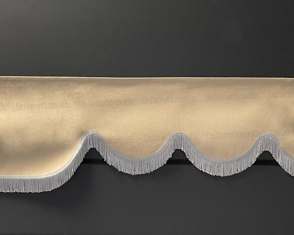 SALE: Raamband limited edition extra hoog, Kleur: beige SP 48 met lichtgrijze franjes F50-11