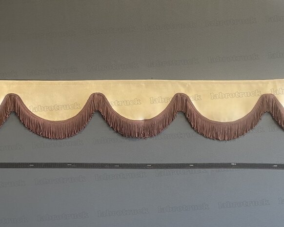 SALE: Raamband TYPE 5, Kleur: beige SP48 met dubbel donkerbruine franjes F50-9