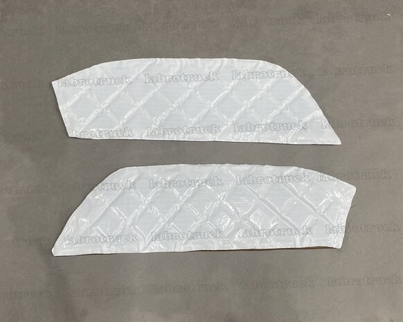 SALE ! Set doorgestikt deurpanelen geschikt voor DAF New gen XG, XF, XD  lederlook chocobruin L24. met zelfklevende achterzijde.