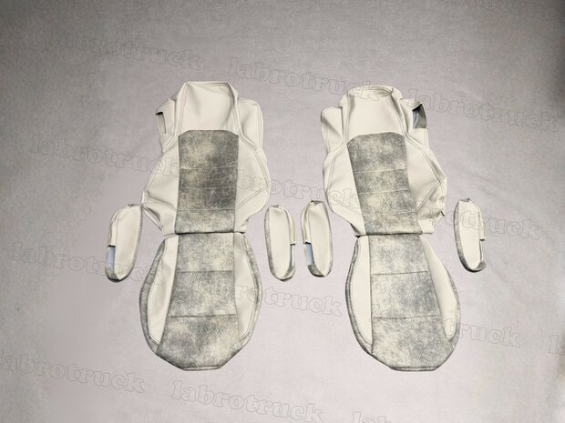 OP VOORRAAD &ndash; ACTIEPRIJS ✅ Set stoelhoezen geschikt voor MERCEDES ACTROS L passagier VASTE STOEL - zijkanten Steenbeige L41 , middenstuk Prit Steenbeige T41 , stiksels: zwart , zonder borduring.