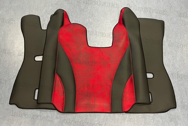 OP VOORRAAD &ndash; ACTIEPRIJS ✅ 3 delig set tunnelhoes (type 5 zwart L 1 met roder prit stof T9 ) met vloermatten L1 zwart geschikt voor SCANIA R Streamline (2013 t/m 2016  ) (Klapstoel / Automaat )