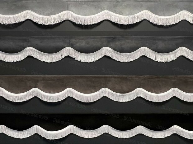 Raamband  TYPE 8 kleine bogen met DUBBEL viscose franjes 5 cm