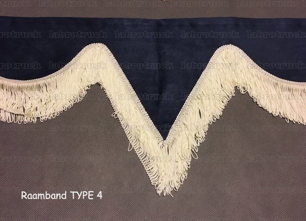 Raamband TYPE 4 met dubbele lange viscose franjes van 8 cm en een driehoek in het midden