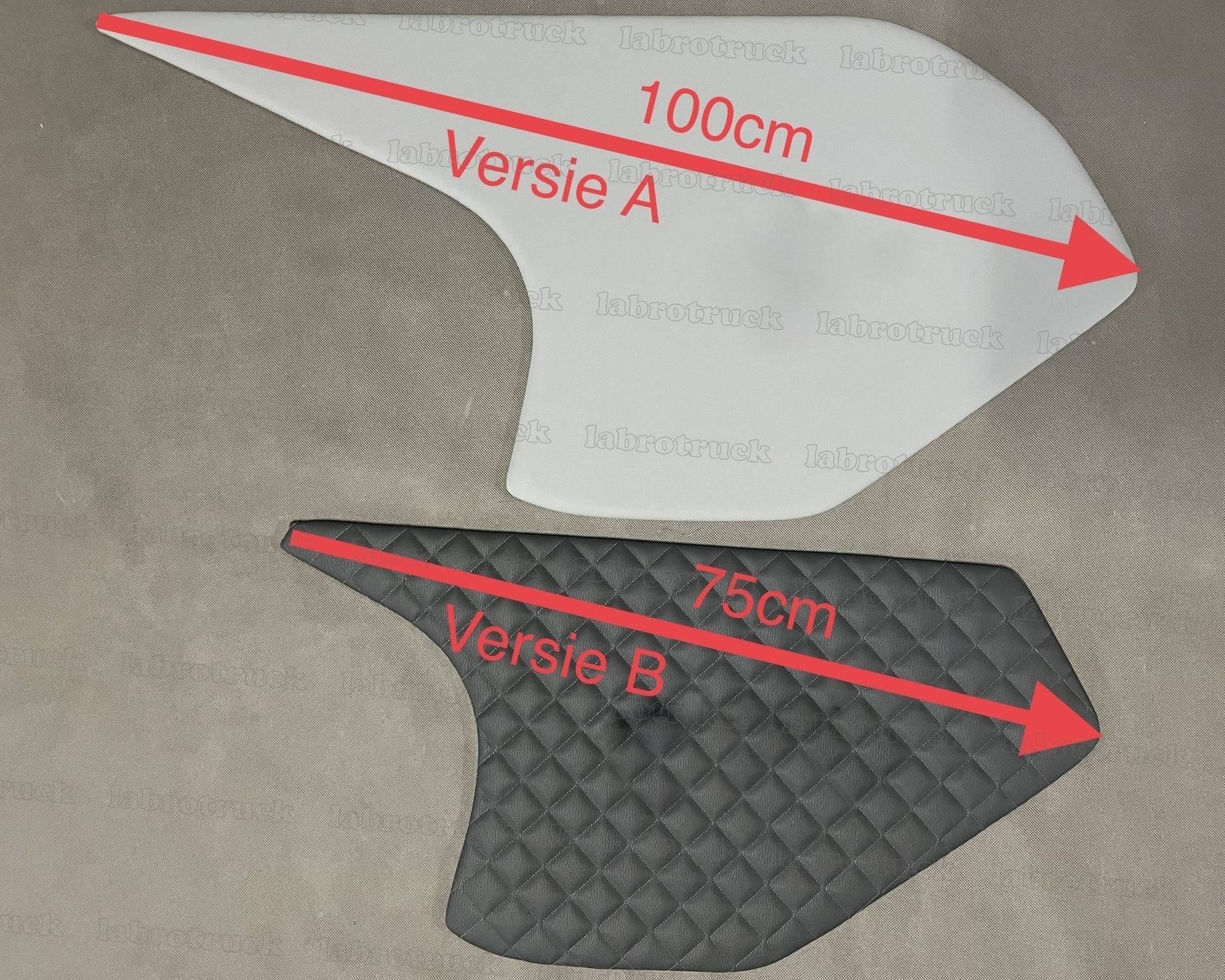 Voor de DAF New Generation (vanaf 2022) zijn er twee dashboardvarianten beschikbaar: één van 75 cm en één van 100 cm breed. Omdat het dashboardontwerp kan variëren afhankelijk van de specifieke uitvoering van uw voertuig, is het essentieel dat u zelf de breedte van uw dashboard meet om de juiste keuze te maken. Als u hulp nodig heeft bij het bepalen van de juiste maat of als u aanvullende vragen heeft, staan wij uiteraard voor u klaar.
